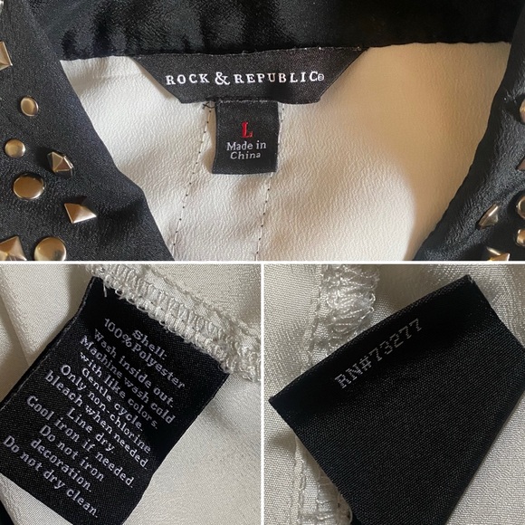 ROCK & REPUBLIC • Studded Collar Button Down Shirt - Size L - Picture 6 of 16